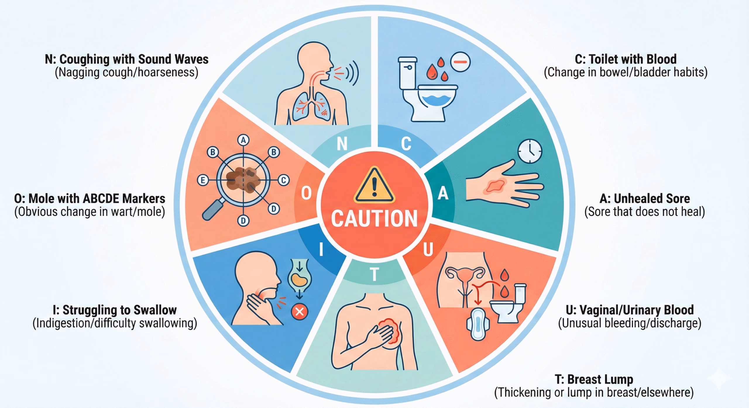 The 7 Major Warning Signs of Cancer: The "CAUTION" Mnemonic
